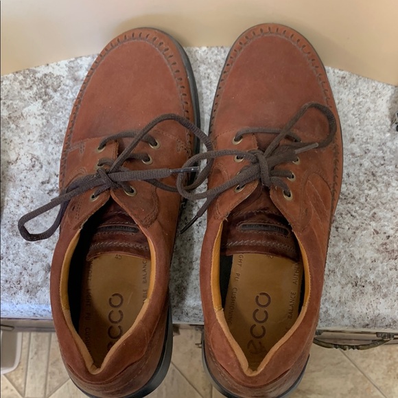 Ecco Other - ECCO Men's Brown Nubuck Leather Shoes European Size 45